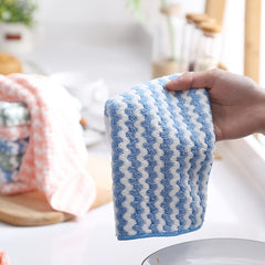 Coral Velvet Dishcloth Absorbs Water Scouring Pad Cleaning Towel Kitchen