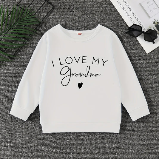 I LOVE MY GRANDMA Letter Print Boys Sweatshirt