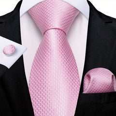 Men's Pink Pattern Tie Set Wedding Accessories