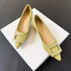 Women's Rhinestone Buckle Decor Slip On Block Heel Shoes