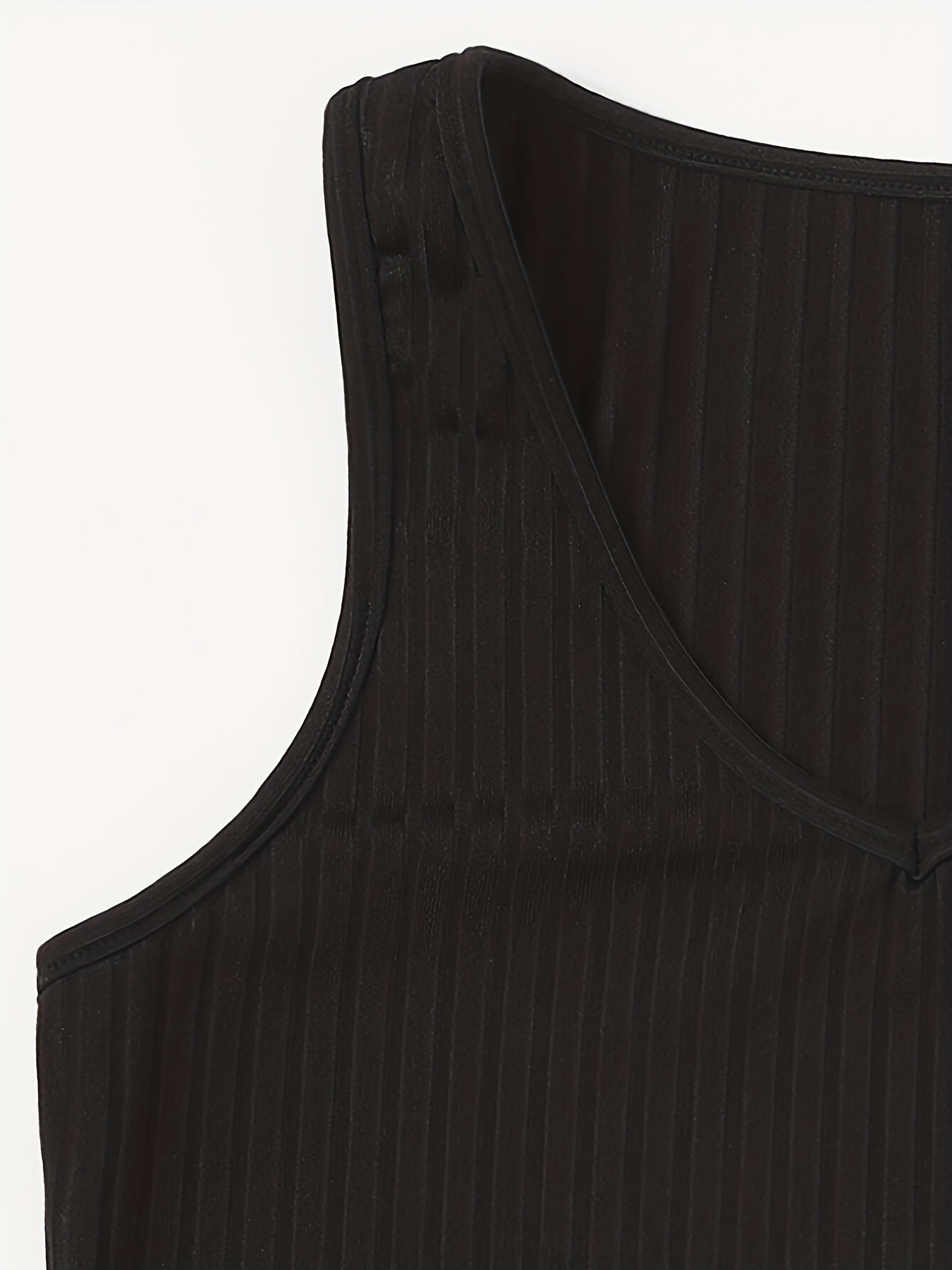 Ribbed Crop Tank Top V Neck Slim Fit Sleeveless Top Women's Lingerie
