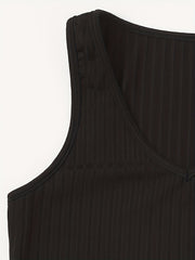 Ribbed Crop Tank Top V Neck Slim Fit Sleeveless Top Women's Lingerie