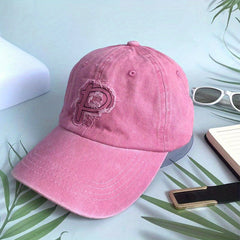 Monochrome Letter P Embroidery Baseball Cap Sun Hat