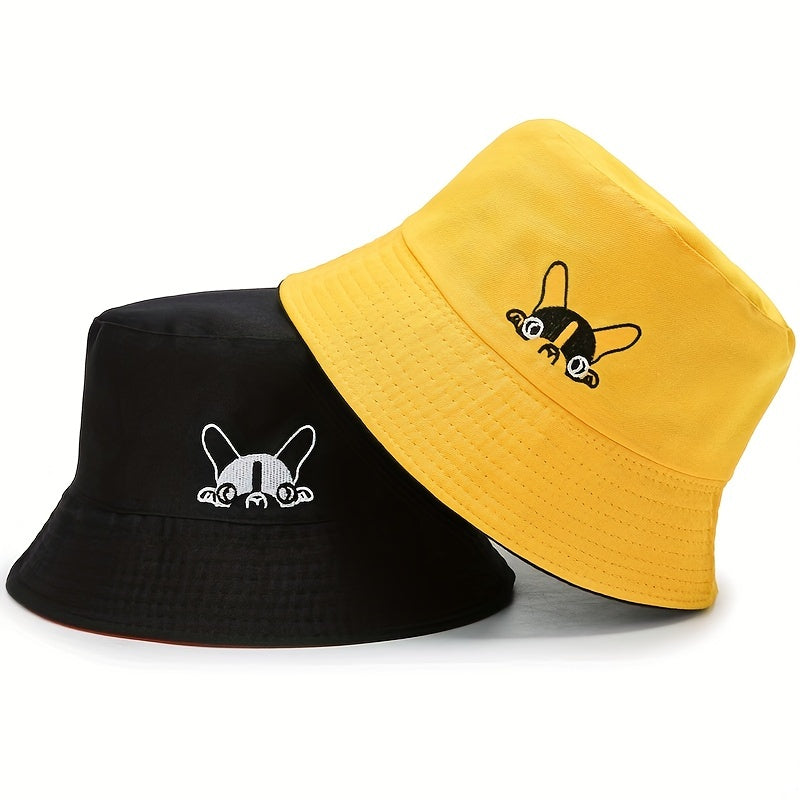 Bulldog Reversible Couple Bucket Hat Sun Hat Lightweight Fisherman Cap