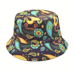 Boho Paisley Print Bucket Hat Reversible Lightweight Basin Hat