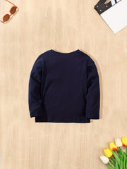 Girls Unicorn Embroidery Crew Neck T shirt Cotton Tops