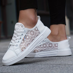 Women's Lace Skate Shoes Breathable Hollow Out Flat Sneakers
