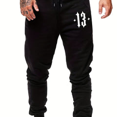 Men's Graffiti Number 13 Pattern Printed Trousers Drawstring Sweatpants