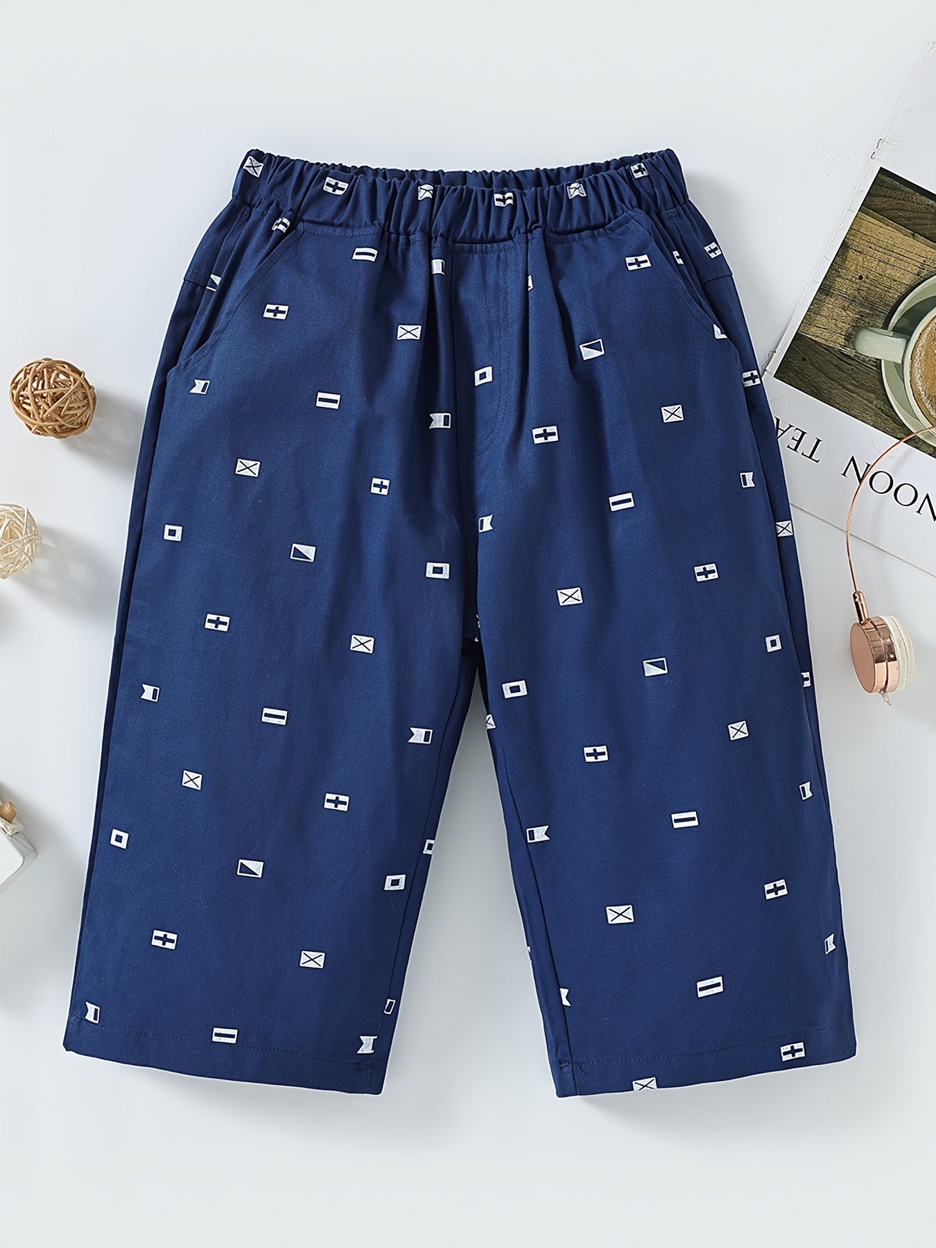 Boys Geometric Pattern Shorts Loose Fit Casual Summer Kids Clothes