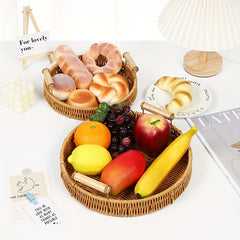 Rattan Serving Tray Heat Insulated Durable Basket Food Storage Display