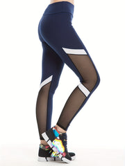 Stylish High Waist Mesh Stripe Leggings for Women