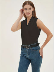 Solid Sleeveless Ruched Top for Women