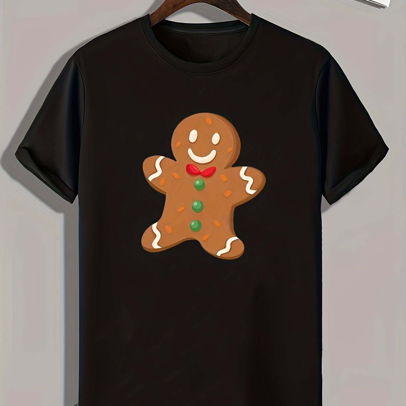 Christmas Gingerbread Man Print Men's Graphic T shirt