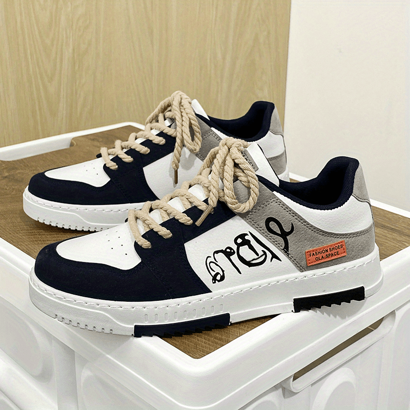 Men's Block Lace-up Skate Shoes Outdoor Casual Sneakers