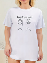 Stick Figure & Slogan Print Tee Sleep Dress