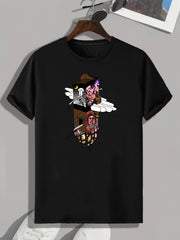 Cartoon Print Men's Graphic T shirt for Summer