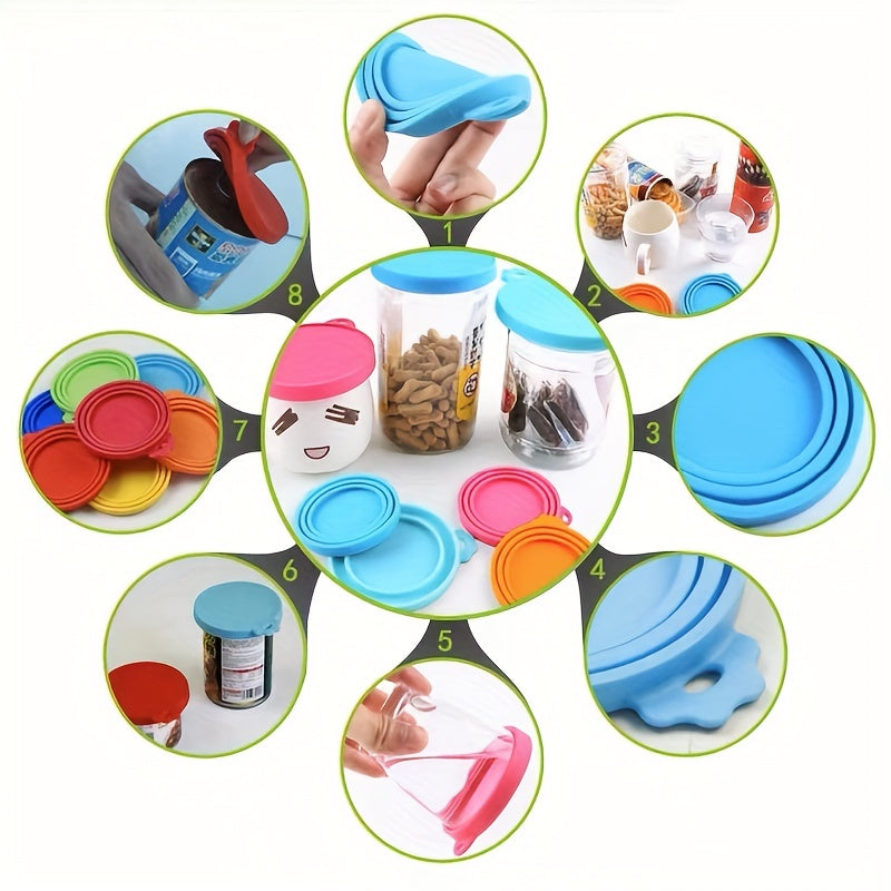 2Pcs Pet Food Can Cover Silicone Leak-proof Water-proof Soda Bottle Caps