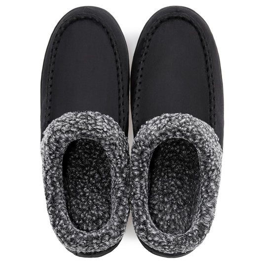 Men's Cozy Plush Lined House Shoes Anti-Skid Slip-On Indoor Bedroom Slippers