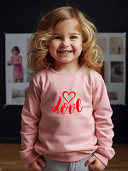 Girls Love Pattern Crew Neck Long Sleeve Sweatshirt For Spring Fall