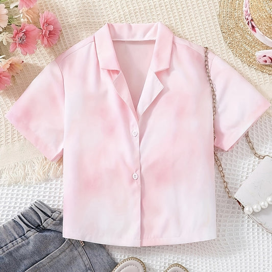 Boys Tie Dye Creative Shirt Short Sleeve Lapel Shirt Tops