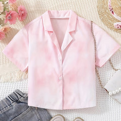 Boys Tie Dye Creative Shirt Short Sleeve Lapel Shirt Tops