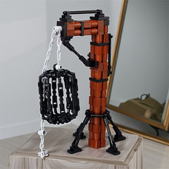 Dark Industrial Style Medieval Torture Rack Model with Chains and Iron Cage