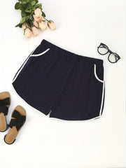 Colorblock Elastic Pajama Shorts