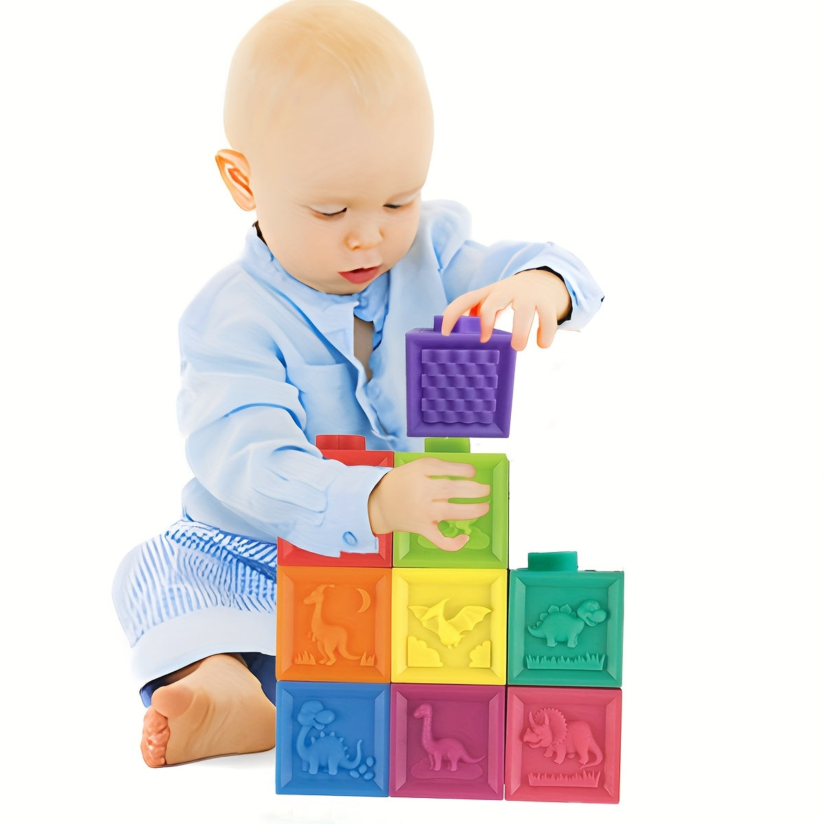 Soft Building Blocks Baby Toys Educational Squeeze Play with Numbers Animals