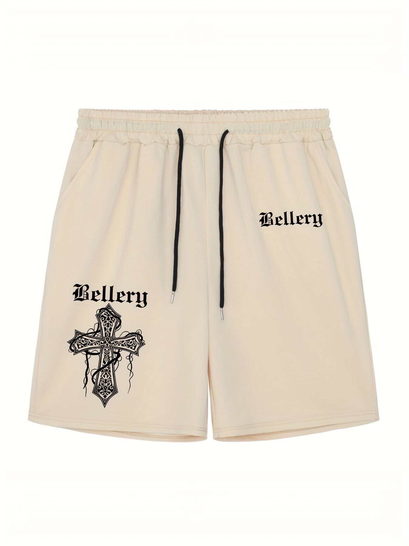 Christian Cross Comfy Shorts Men's Casual Solid Elastic Waist Drawstring Shorts