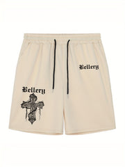 Christian Cross Comfy Shorts Men's Casual Solid Elastic Waist Drawstring Shorts