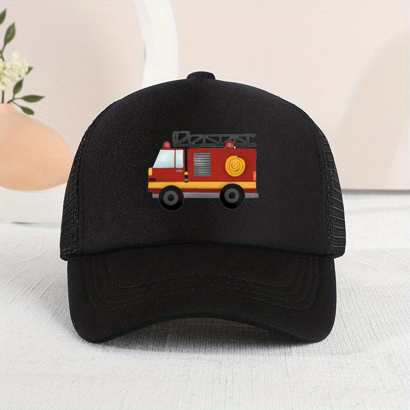 Casual Fire Truck Mesh Stitching Cap Sun Protection