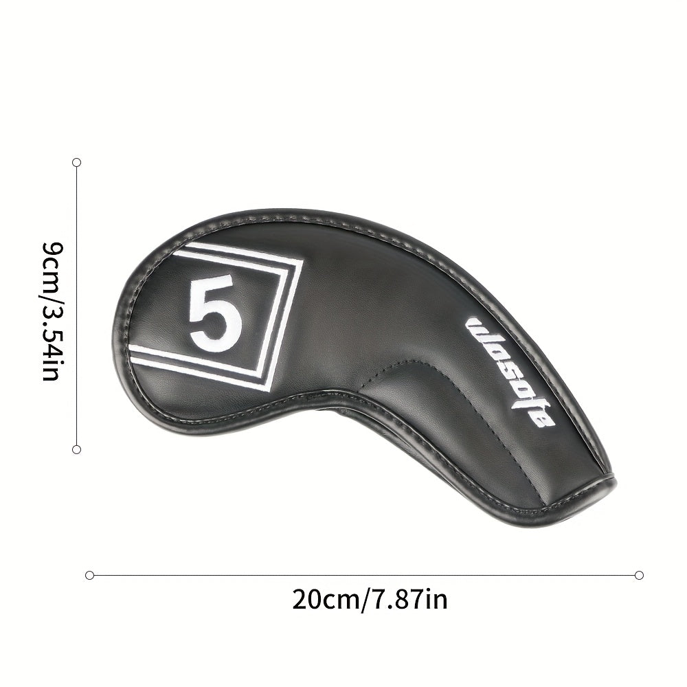 9 Pcs PU Leather Golf Headcovers Waterproof Putter Club Cover