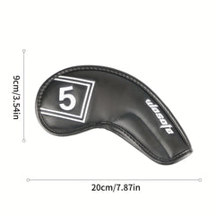 9 Pcs PU Leather Golf Headcovers Waterproof Putter Club Cover