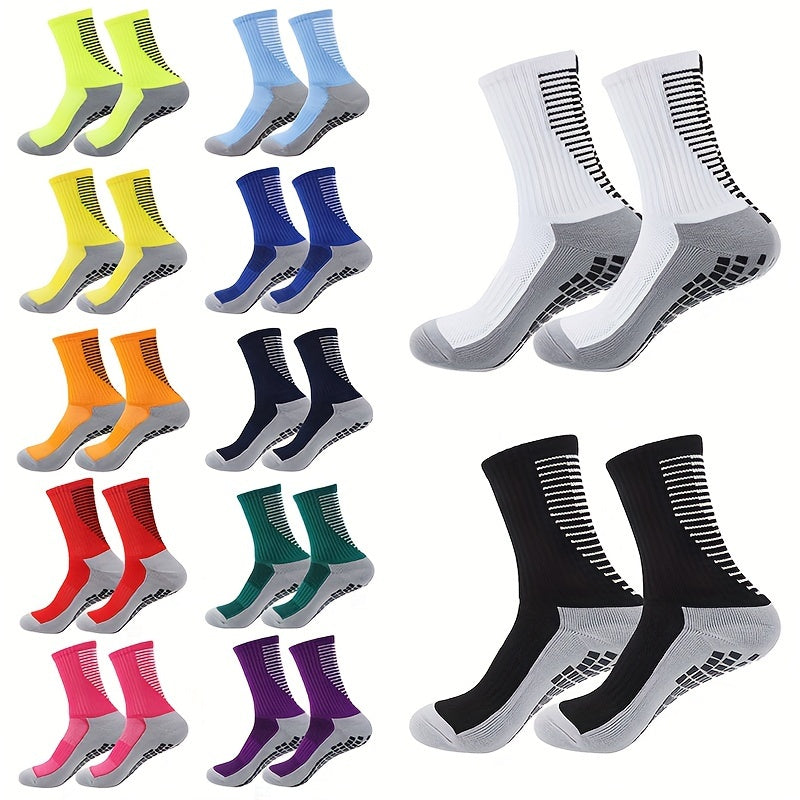 Men's Nylon Blend Breathable Fitness Football Leg Cover&Anti Slip Socks