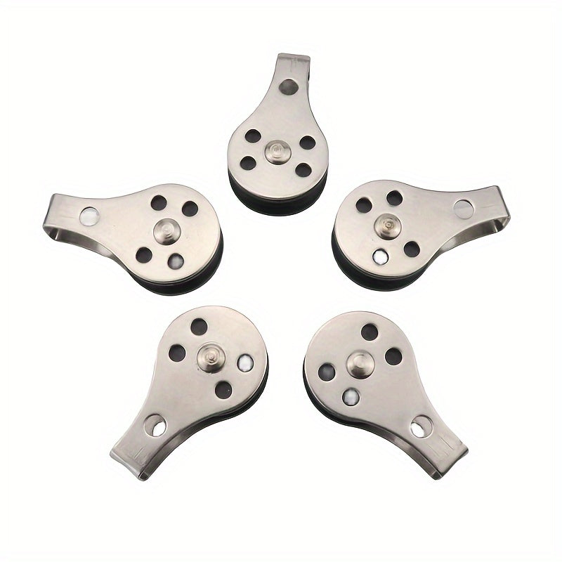 5pcs Stainless Steel Pulley Single Wheel Swivel Pulley Load Bearing