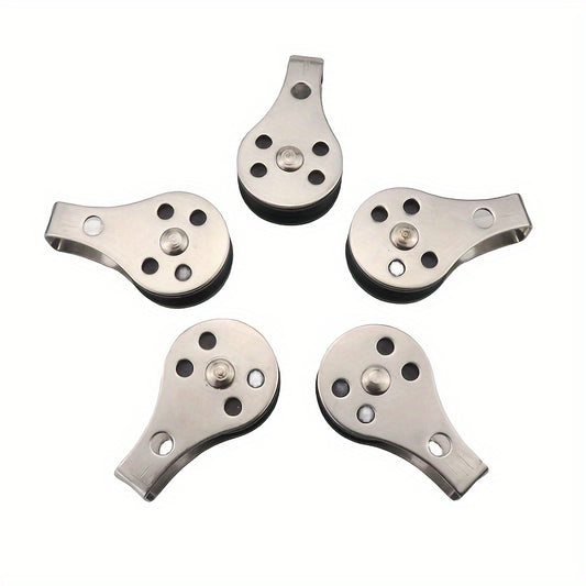 5pcs Stainless Steel Pulley Single Wheel Swivel Pulley Load Bearing