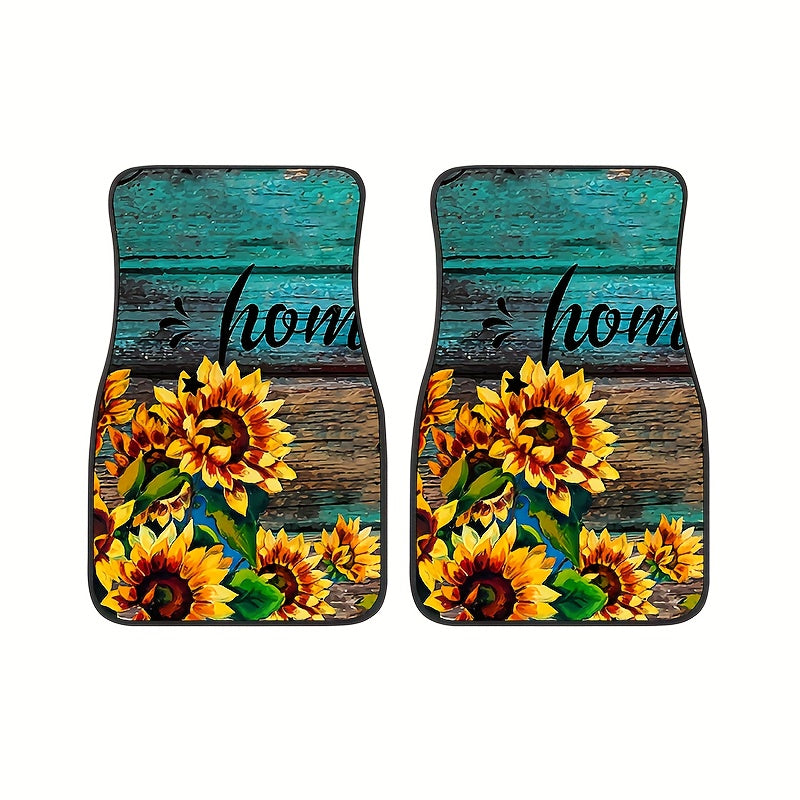 4pcs Sunflower Pattern Car Seat Cover Set, Front & Rear Seat Covers