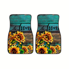 4pcs Sunflower Pattern Car Seat Cover Set, Front & Rear Seat Covers