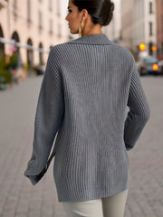 Long Sleeve Oversized Sweater Side Slit for Winter & Fall Women