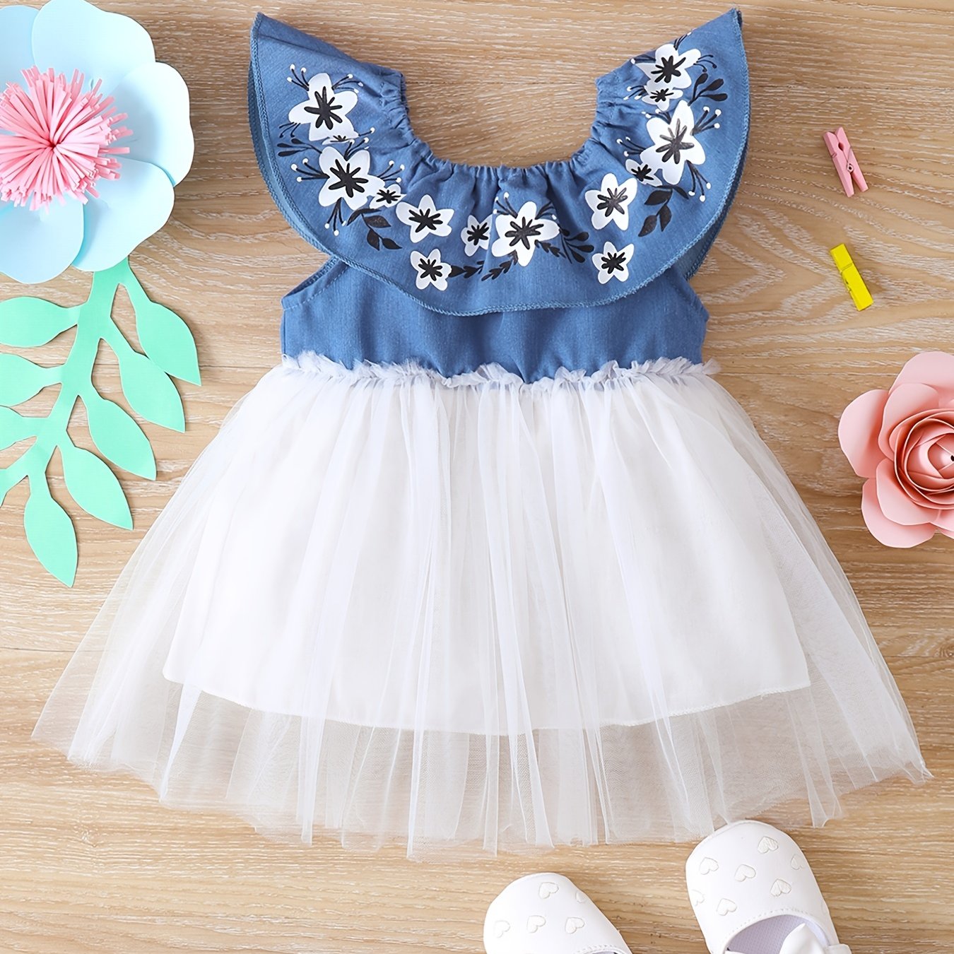 Girls Flower Mesh Summer Dress