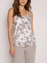 Tie Dye & Star Print Pajama Tank Top