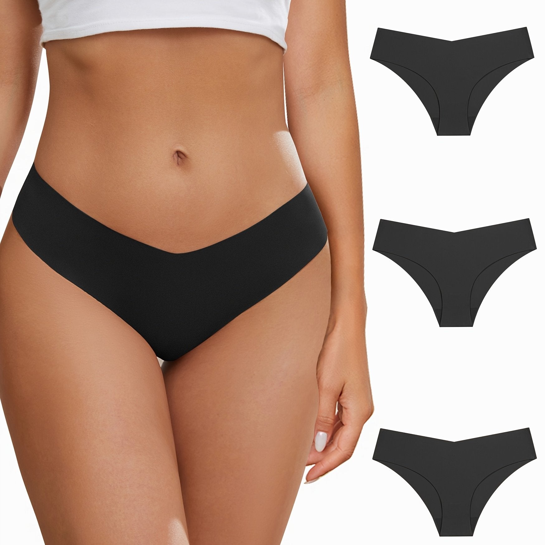 3pcs Seamless Solid Briefs Women's Panties