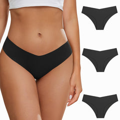 3pcs Seamless Solid Briefs Women's Panties