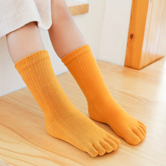 Kids Solid Cotton Comfortable Toe Socks Boys Girls Spring Summer
