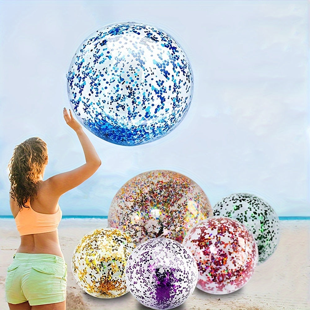 Glitter PVC Inflatable Beach Ball - Two Sizes