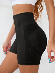 Seamless Hip Lifting Yoga Sports Shorts Wide Waistband Workout Biker Shorts