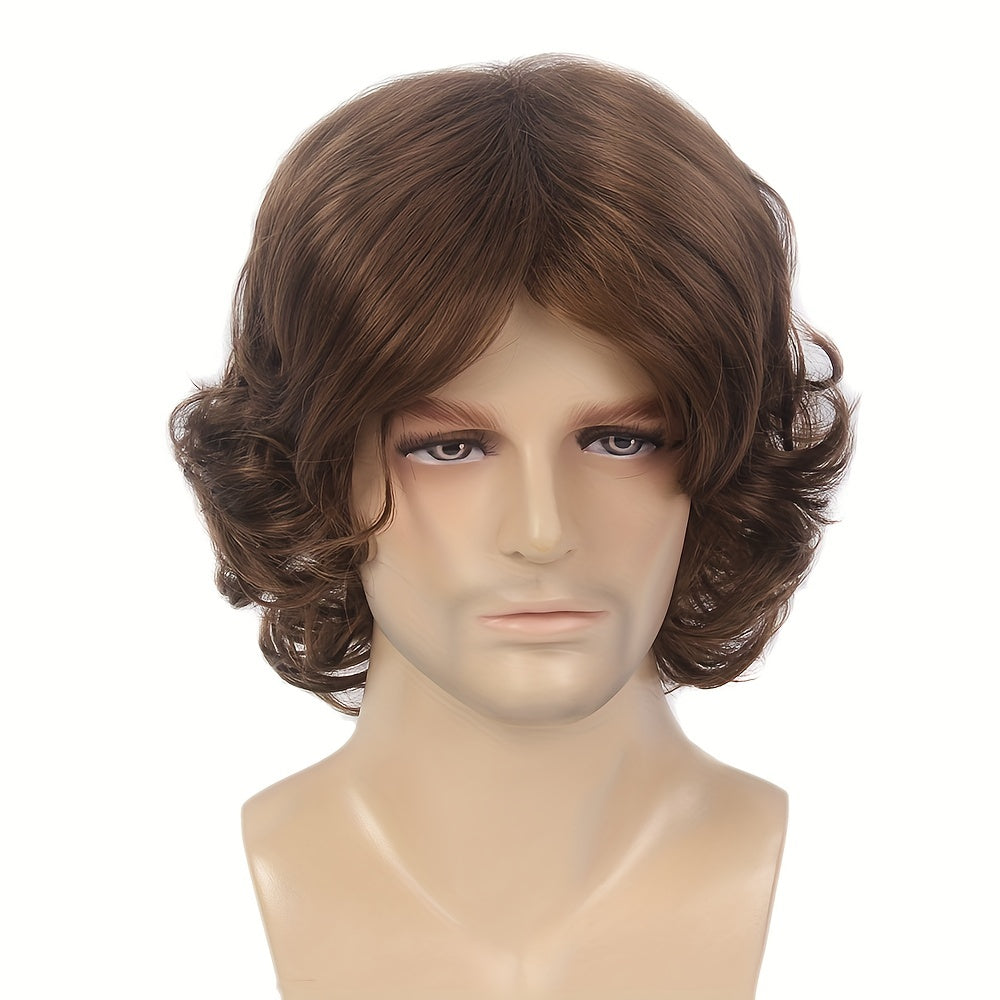 Men Short Curly Wigs Male Guy Layered Wavy Halloween Cosplay Anime Party