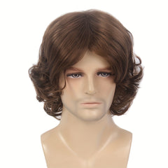 Men Short Curly Wigs Male Guy Layered Wavy Halloween Cosplay Anime Party