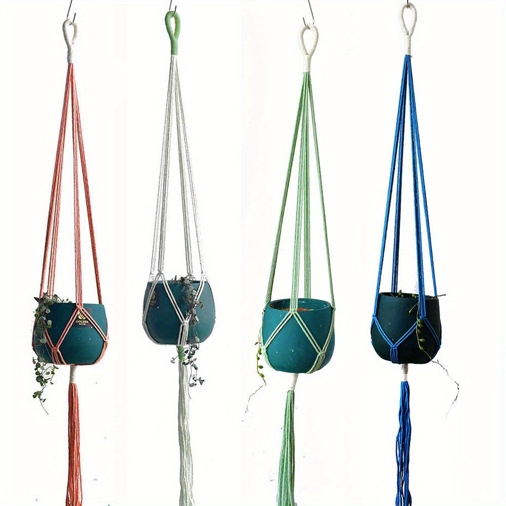 4pcs Macrame Pot Hanger Set Indoor Ceiling Plant Hanger