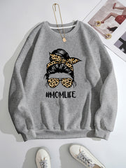 Girl Graphic Print Pullover Crew Neck Sweatshirt